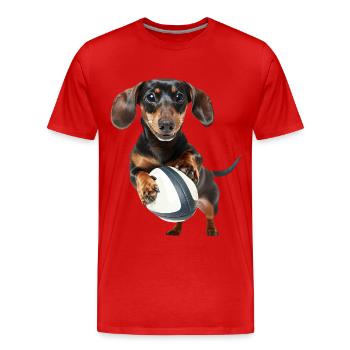 Dackel - Männer Premium Bio T-Shirt - Rot - Vorne - Damien (186cm)