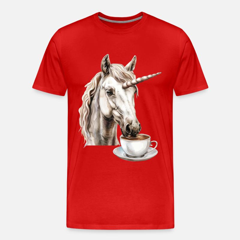 Einhorn Kaffee - Männer Premium Bio T-Shirt - Rot