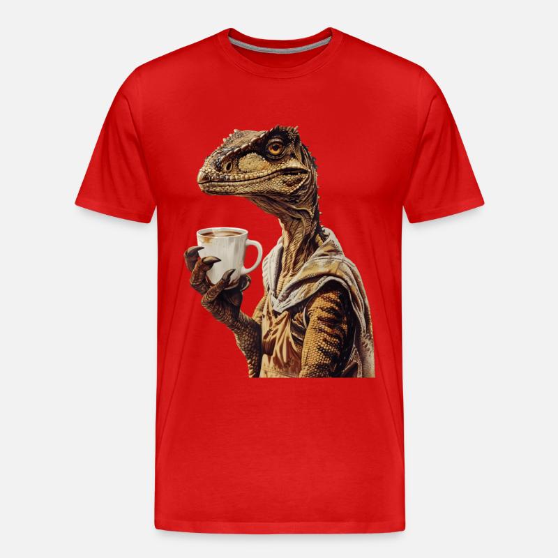 Utahraptor Kaffee - Männer Premium Bio T-Shirt - Rot