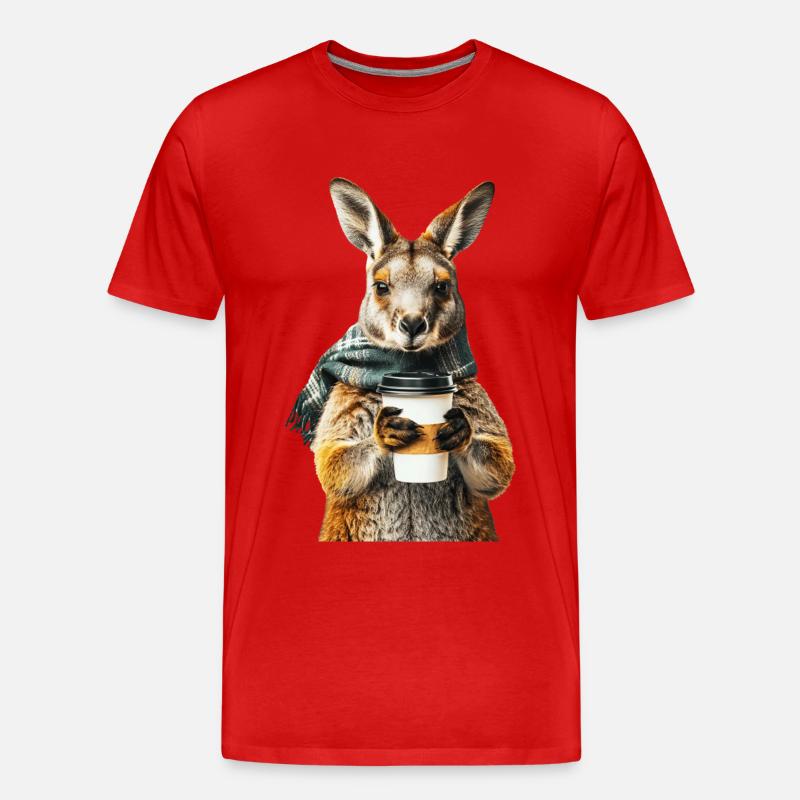 Wallaby Kaffee - Männer Premium Bio T-Shirt - Rot