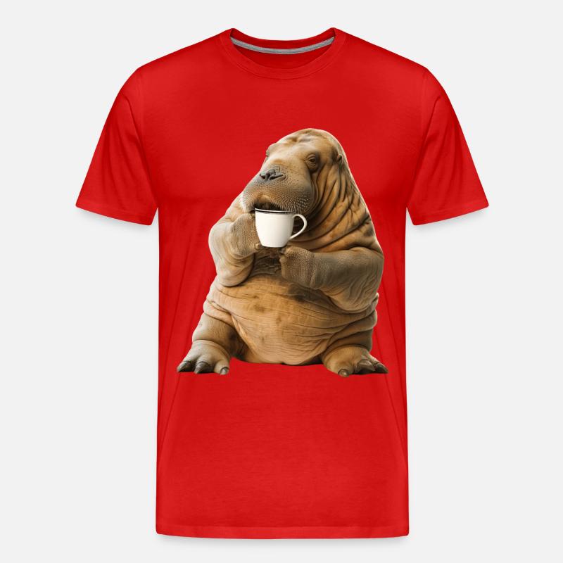 Walross Kaffee - Männer Premium Bio T-Shirt - Rot
