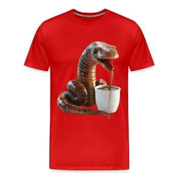 Wurm Kaffee - Männer Premium Bio T-Shirt - Rot - Vorne - Damien (186cm)