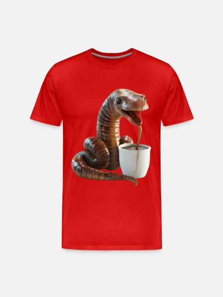 Wurm Kaffee - Männer Premium Bio T-Shirt - Rot