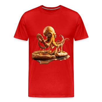 Tintenfisch - Männer Premium Bio T-Shirt - Rot - Vorne - Damien (186cm)