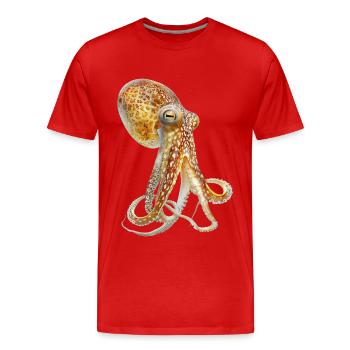 Tintenfisch - Männer Premium Bio T-Shirt - Rot - Vorne - Damien (186cm)