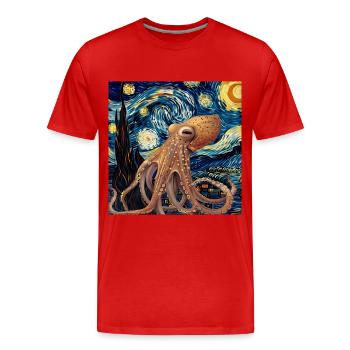 Tintenfisch - Männer Premium Bio T-Shirt - Rot - Vorne - Damien (186cm)