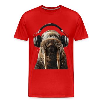 Walross - Männer Premium Bio T-Shirt - Rot - Vorne - Damien (186cm)