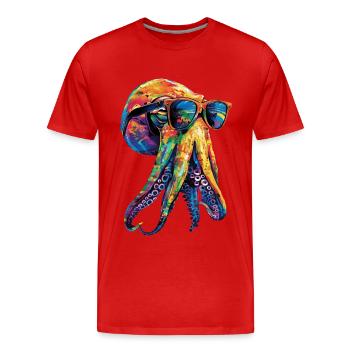 Tintenfisch - Männer Premium Bio T-Shirt - Rot - Vorne - Damien (186cm)