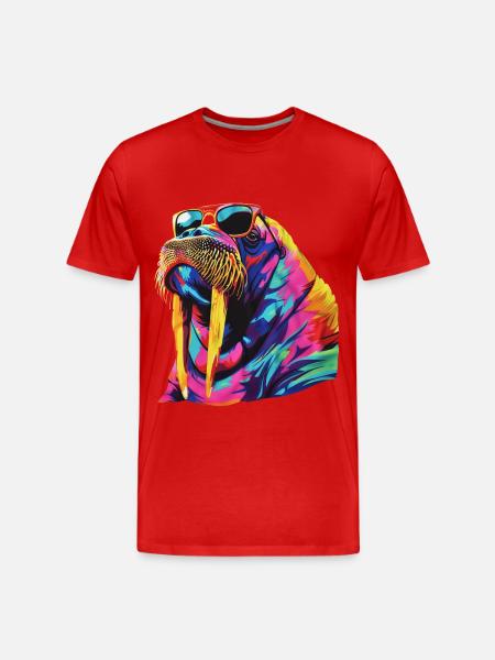 Walross - Männer Premium Bio T-Shirt - Rot