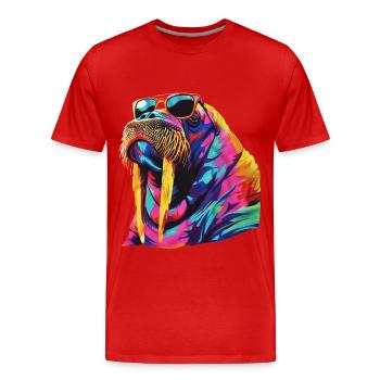 Walross - Männer Premium Bio T-Shirt - Rot - Vorne - Damien (186cm)