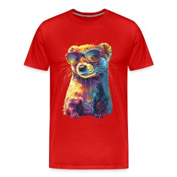 Wiesel - Männer Premium Bio T-Shirt - Rot - Vorne - Damien (186cm)