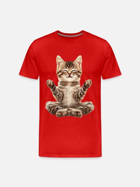 Katze - Männer Premium Bio T-Shirt - Rot