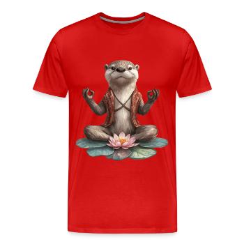 Otter - Männer Premium Bio T-Shirt - Rot - Vorne - Damien (186cm)