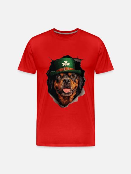 St. Patrick Hund - Männer Premium Bio T-Shirt - Rot