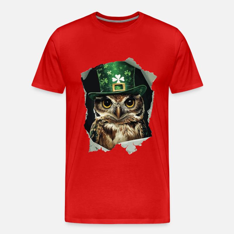 St. Patrick Eule - Männer Premium Bio T-Shirt - Rot