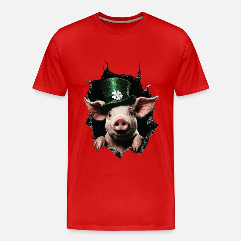 St. Patrick's Day Schwein - Männer Premium Bio T-Shirt - Rot