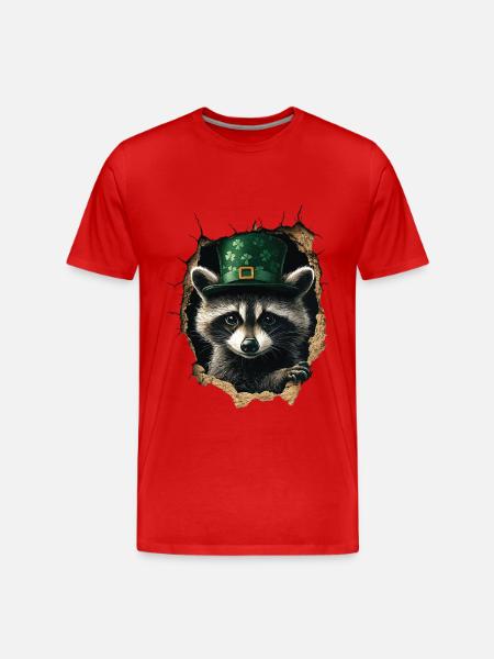 St. Patrick Waschbär - Männer Premium Bio T-Shirt - Rot