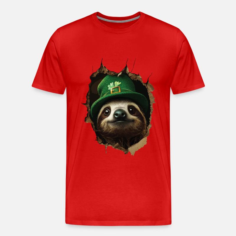 St. Patrick Faultier - Männer Premium Bio T-Shirt - Rot