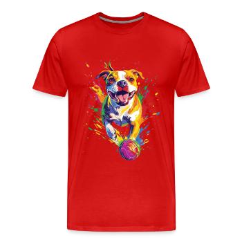Staffordshire Bullterrier - Männer Premium Bio T-Shirt - Rot - Vorne - Damien (186cm)