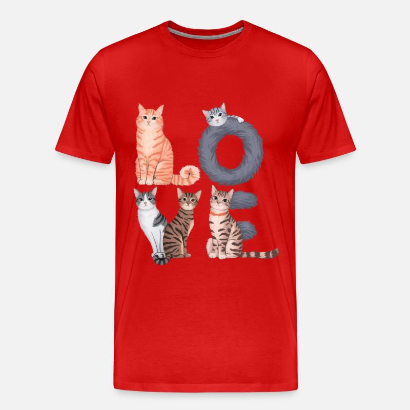Liebe Katze - Männer Premium Bio T-Shirt - Rot