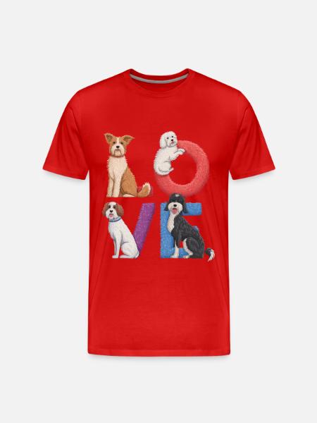 Liebe Hunde - Männer Premium Bio T-Shirt - Rot