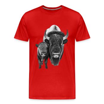 Bison - Männer Premium Bio T-Shirt - Rot - Vorne - Damien (186cm)