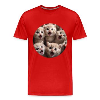 Schottische Faltohrkatze - Männer Premium Bio T-Shirt - Rot - Vorne - Damien (186cm)