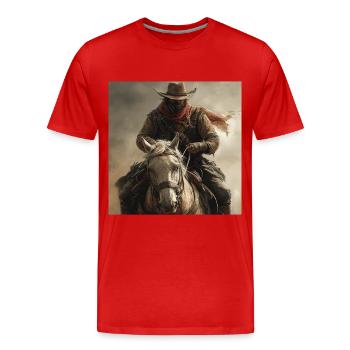 Cowboy - Männer Premium Bio T-Shirt - Rot - Vorne - Damien (186cm)