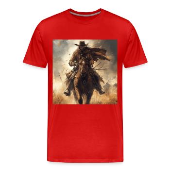 Cowboy - Männer Premium Bio T-Shirt - Rot - Vorne - Damien (186cm)