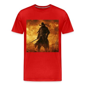 Cowboy - Männer Premium Bio T-Shirt - Rot - Vorne - Damien (186cm)