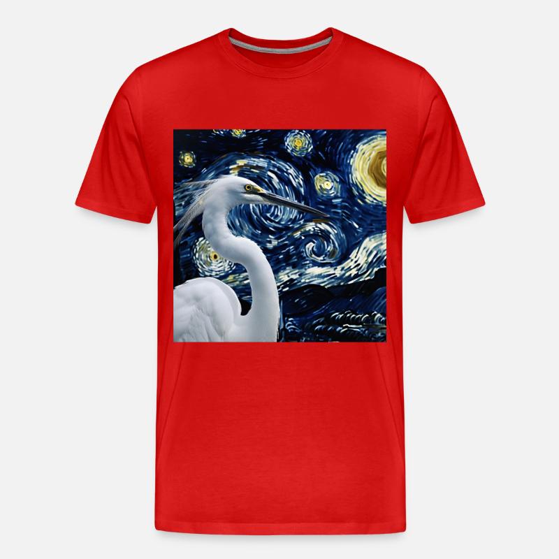 Reiher Vogel - Männer Premium Bio T-Shirt - Rot