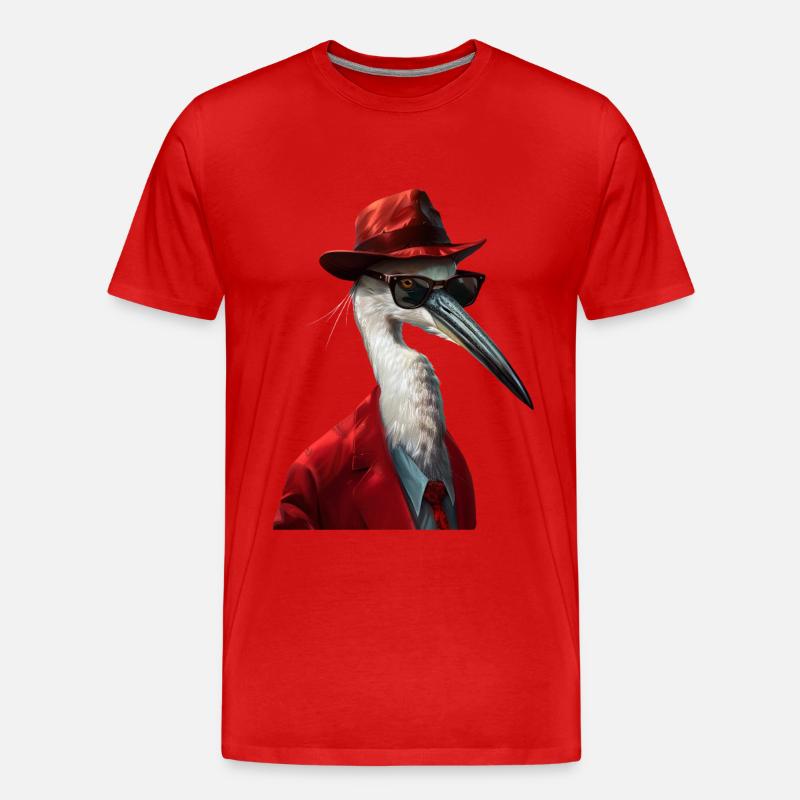 Reiher Vogel - Männer Premium Bio T-Shirt - Rot