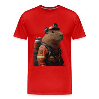 Wasserschwein - Männer Premium Bio T-Shirt - Rot - Vorne - Damien (186cm)
