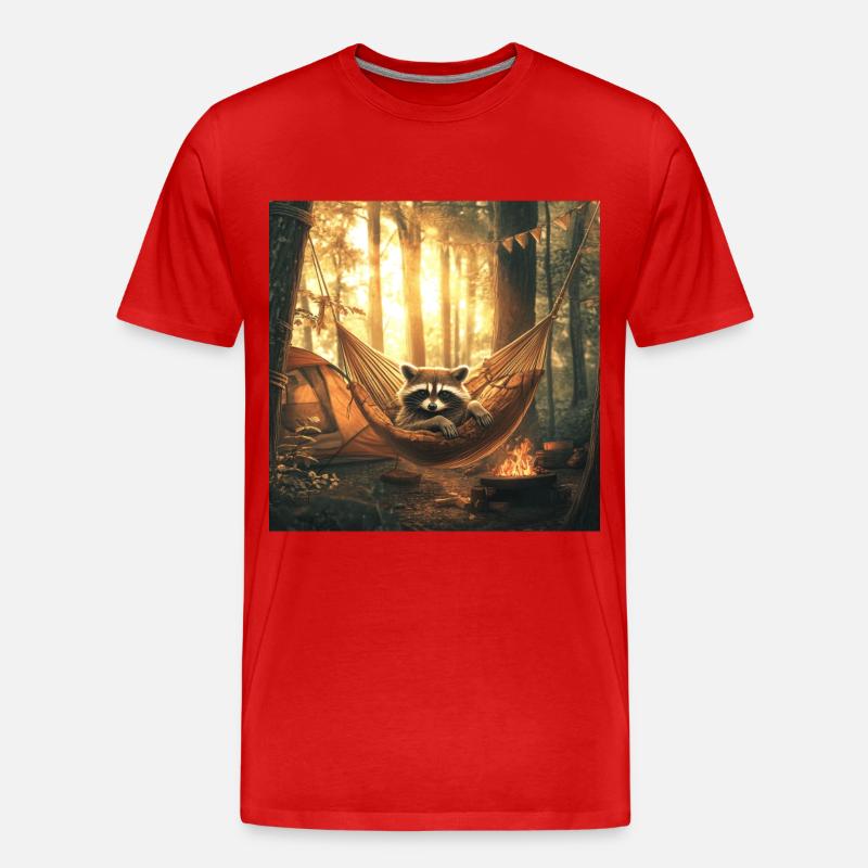 Waschbär - Männer Premium Bio T-Shirt - Rot