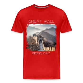 Große Mauer - Männer Premium Bio T-Shirt - Rot - Vorne - Damien (186cm)