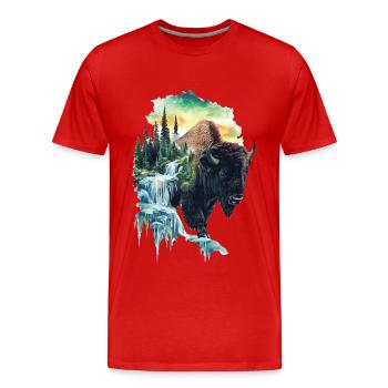 Bison - Männer Premium Bio T-Shirt - Rot - Vorne - Damien (186cm)