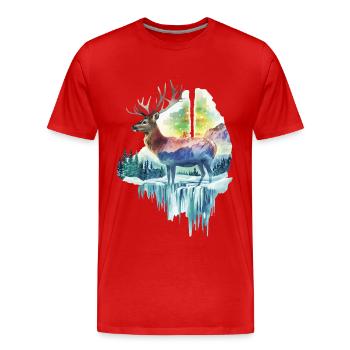 Reh - Männer Premium Bio T-Shirt - Rot - Vorne - Damien (186cm)