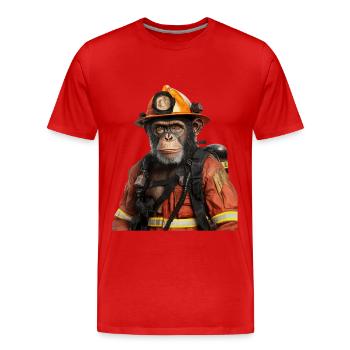 Schimpanse - Männer Premium Bio T-Shirt - Rot - Vorne - Damien (186cm)