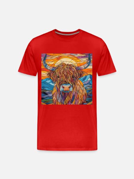 Hochlandrind - Männer Premium Bio T-Shirt - Rot