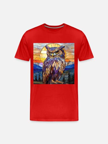 Eule - Männer Premium Bio T-Shirt - Rot