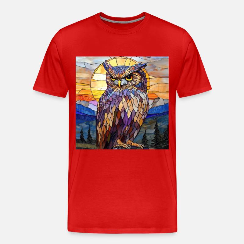 Eule - Männer Premium Bio T-Shirt - Rot