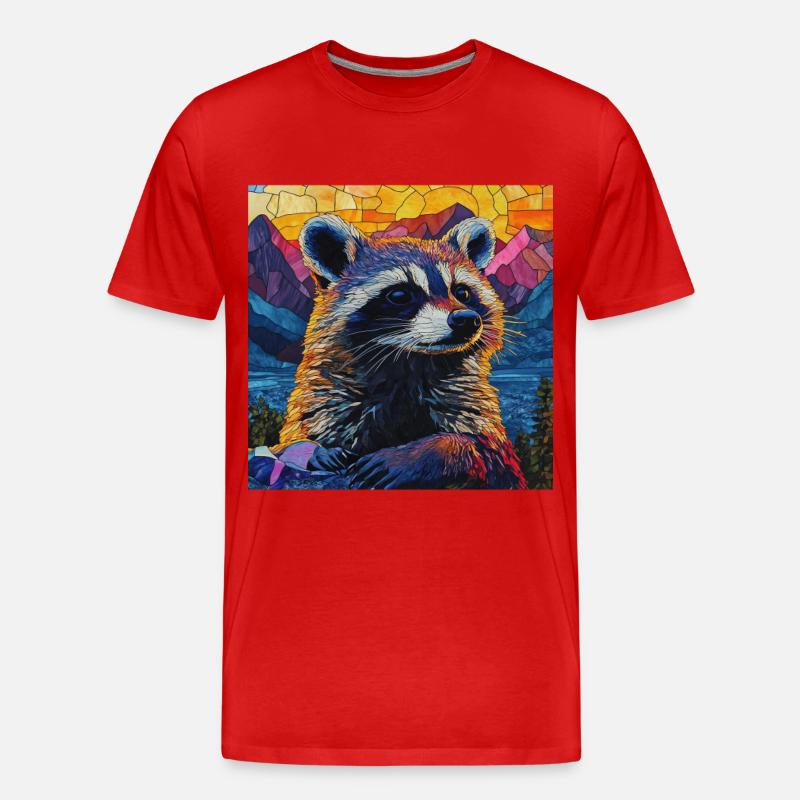 Waschbär - Männer Premium Bio T-Shirt - Rot