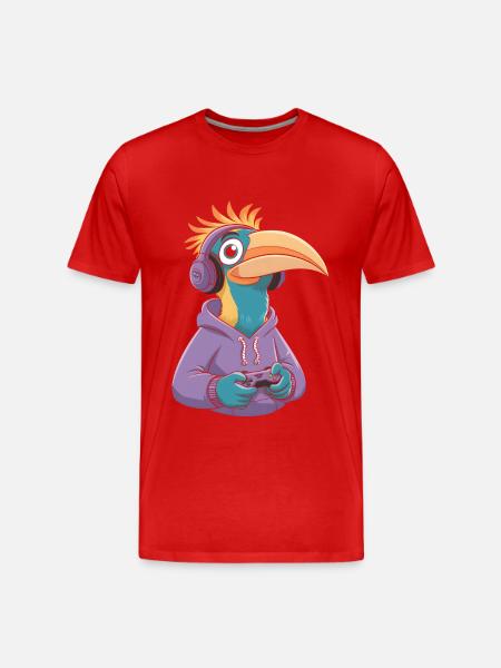 Nashornvogel - Männer Premium Bio T-Shirt - Rot
