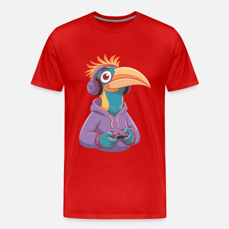 Nashornvogel - Männer Premium Bio T-Shirt - Rot