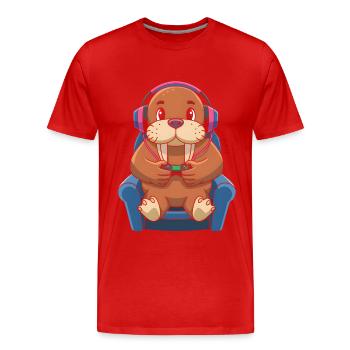 Walross - Männer Premium Bio T-Shirt - Rot - Vorne - Damien (186cm)