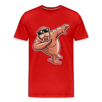 Walross - Männer Premium Bio T-Shirt - Rot - Vorne - Damien (186cm)
