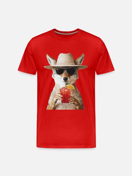 Kojote - Männer Premium Bio T-Shirt - Rot