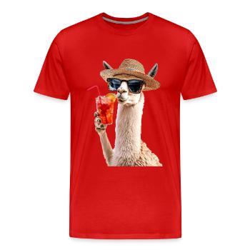 Lama - Männer Premium Bio T-Shirt - Rot - Vorne - Damien (186cm)