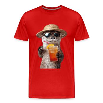 Otter - Männer Premium Bio T-Shirt - Rot - Vorne - Damien (186cm)