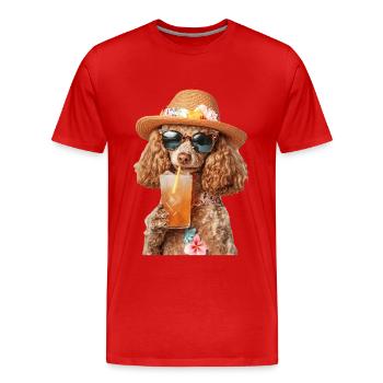 Pudel - Männer Premium Bio T-Shirt - Rot - Vorne - Damien (186cm)